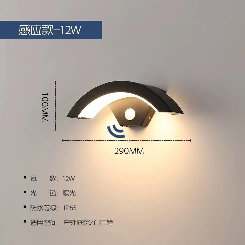 Creative LED Outdoor Moon Wall Lamp - IP65 Waterproof Human Sensing Light