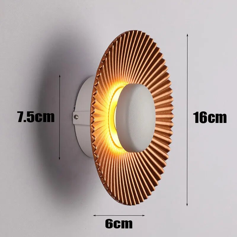 Creative Modern LED Wall Lamp Sconces Disc-shaped Metal Hotel Restaurant Bedroom Corridor Decoration Wall Light Indoor Lighting