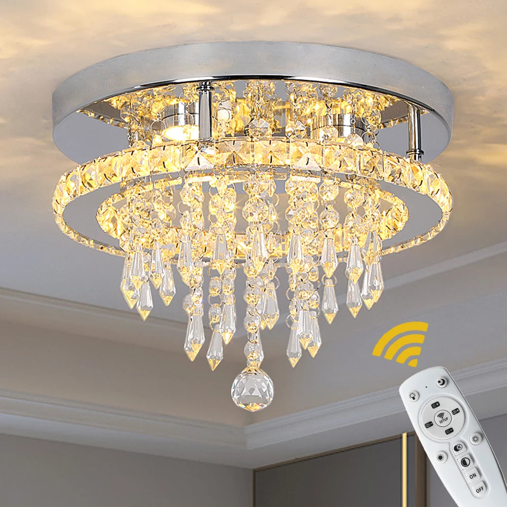 Smart LED K9 Crystal Chandelier - Modern Luxury Remote Control Ceiling Light