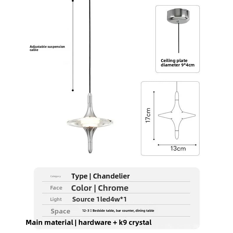 Crystal UFO Chandelier Pendant Lamp Bedside Pendant Light Entryway Hallway Background Wall Ambient Light Entrance Decoration