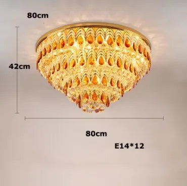 Postmodern K9 Crystal Peacock Chandelier - Luxury Golden LED Ceiling Light