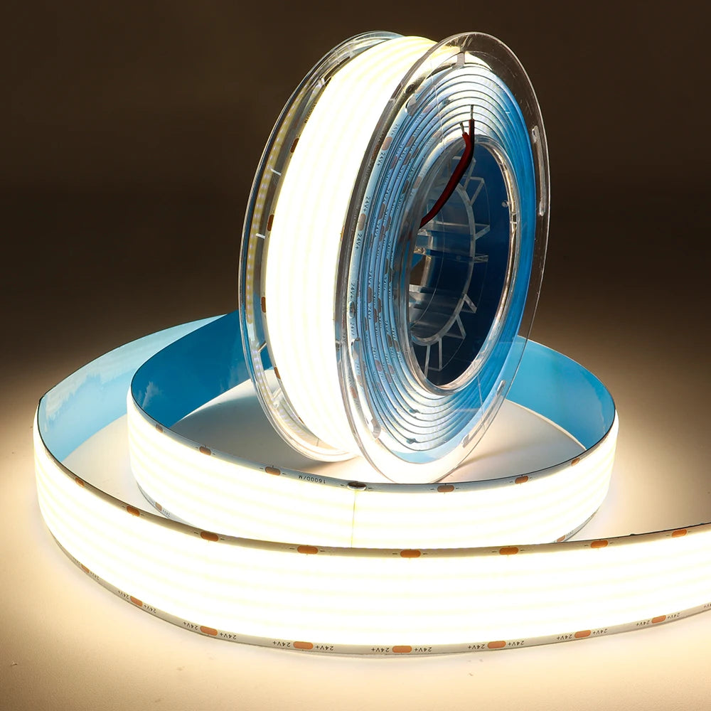 Ultra Bright COB LED Strip 1600LEDs/m 3000K 4000K 6500K High Density Flexible Dimmable Led Light 4300 lumen/m 30mm PCB DC24V 1-5