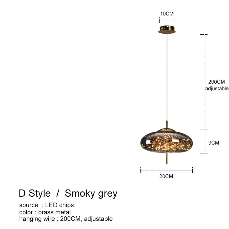 Nordic Glass Ball bedroom chandeliers for Dining Room kitchen fixture pendant lights Restaurant art Decor amber Hanging Lamp