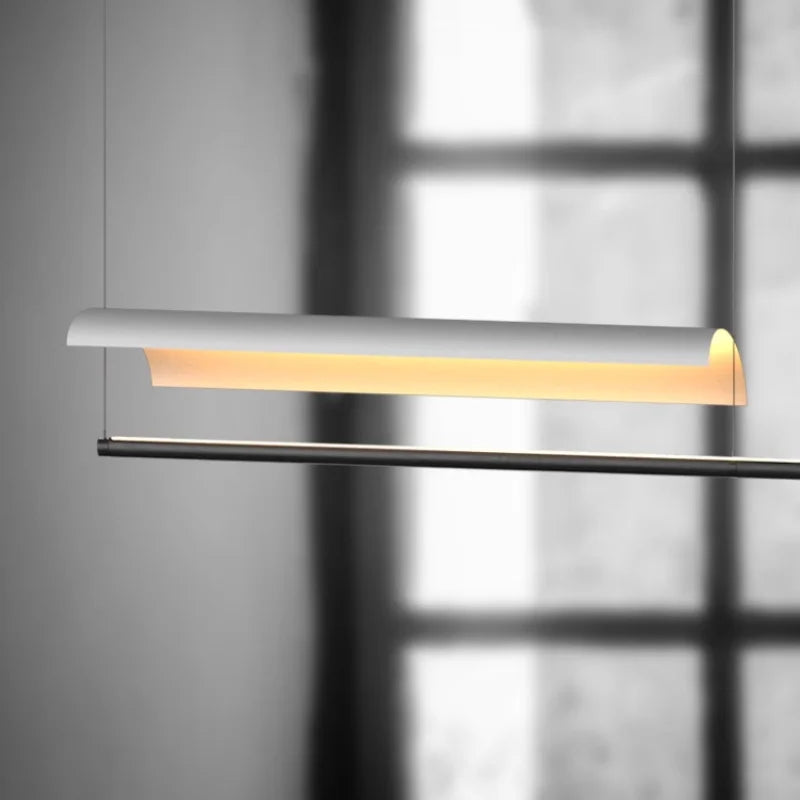Nordic Minimalist LED Linear Pendant Light - Modern Industrial Hanging Chandelier for Dining Room, Kitchen Island, Bar & Office