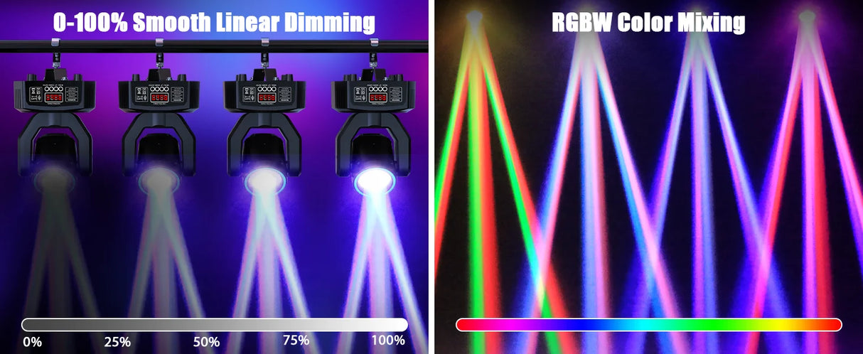 Mini 30W Spot Beam Moving Head Light LED 4IN1 RGBW Effect Strobe Stage Light DMX Sound Activated DJ Disco Bar Party Light