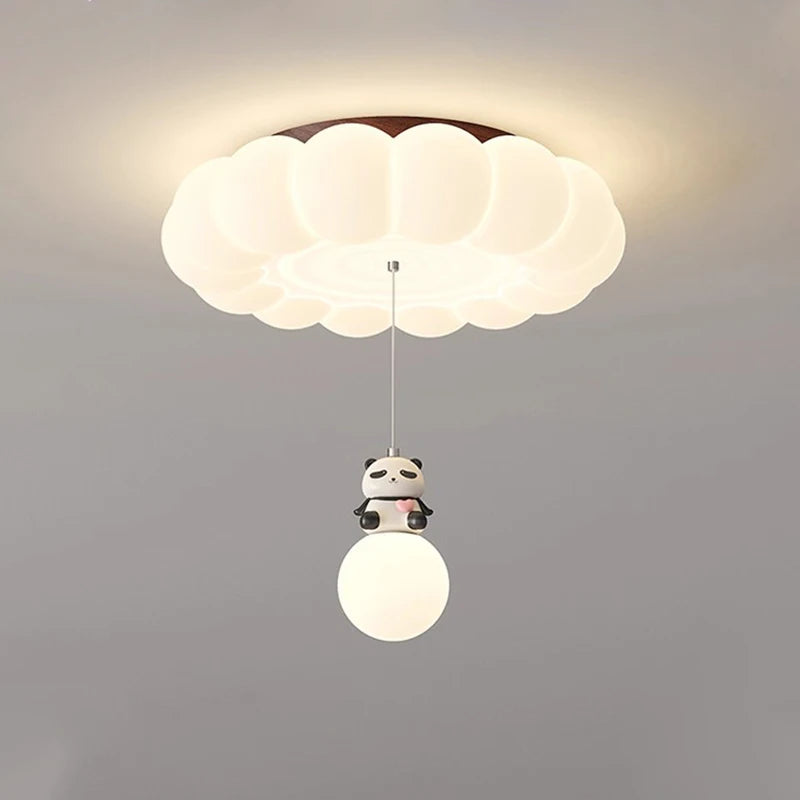 Children's Room Cloud Ceiling Lights LED Panda Hanging Ball Light French Cream Style Baby Room Boy Girl Bedroom Ceiling Lamps