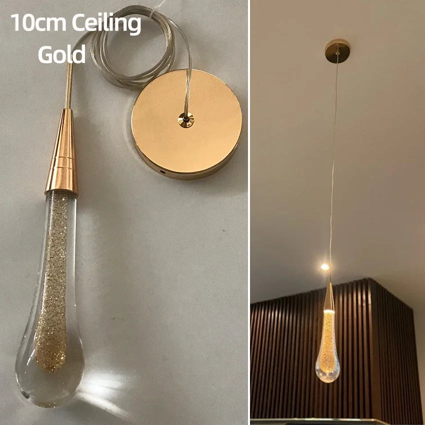 Post-Modern Crystal Glass Led Pendant Lights Hanglamp Tear Drop Light Restaurant Bar Indoor Hanging Lamp Staircase Chandelier