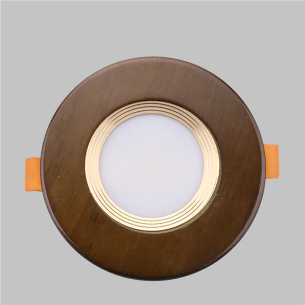 Country Decor Walnut Wooden LED Recessed Downlight (5W 110V-220V) - Solid Wood Ceiling Spotlight Fixture for Living Room, Kitchen & Loft Interior