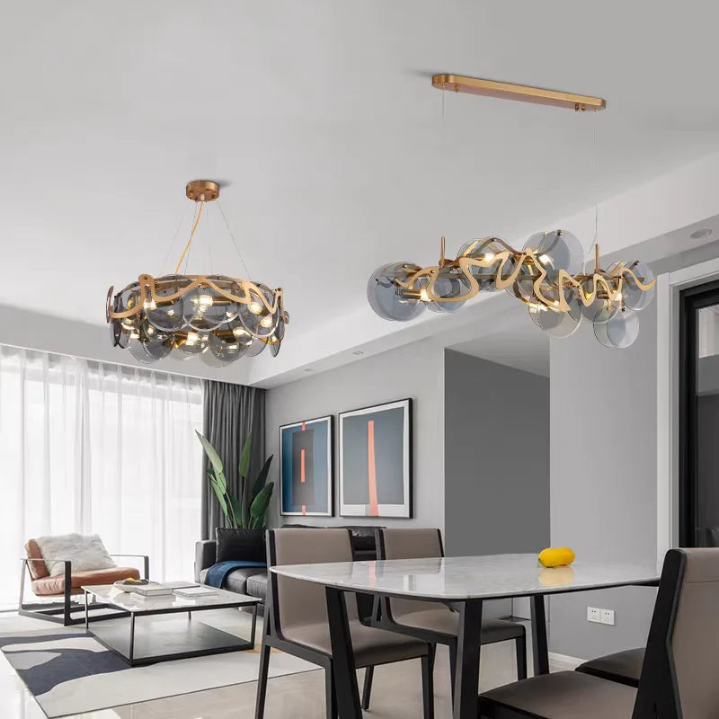 Light Luxury Modern Creative Cloud Glass Pendant Light Simple All Copper Lighting Room Decor for Living Rooms Villa Restaurant