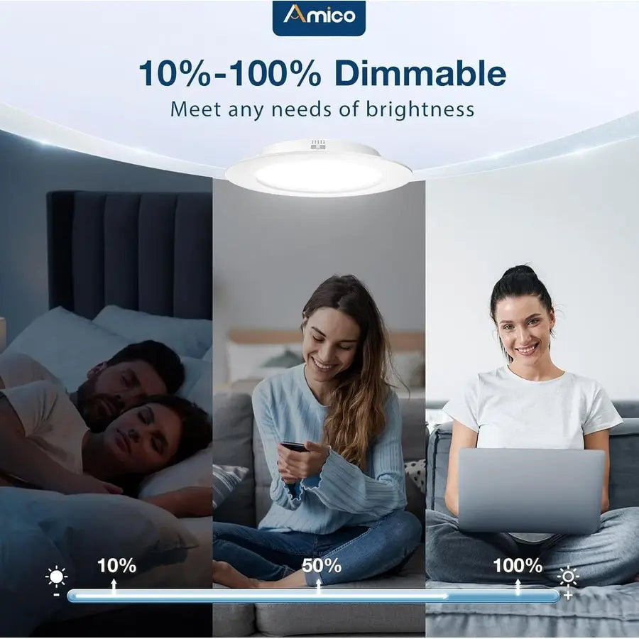 4-Inch LED Recessed Lighting 6-Pack - 5-CCT Selectable Dimmable Can Lights