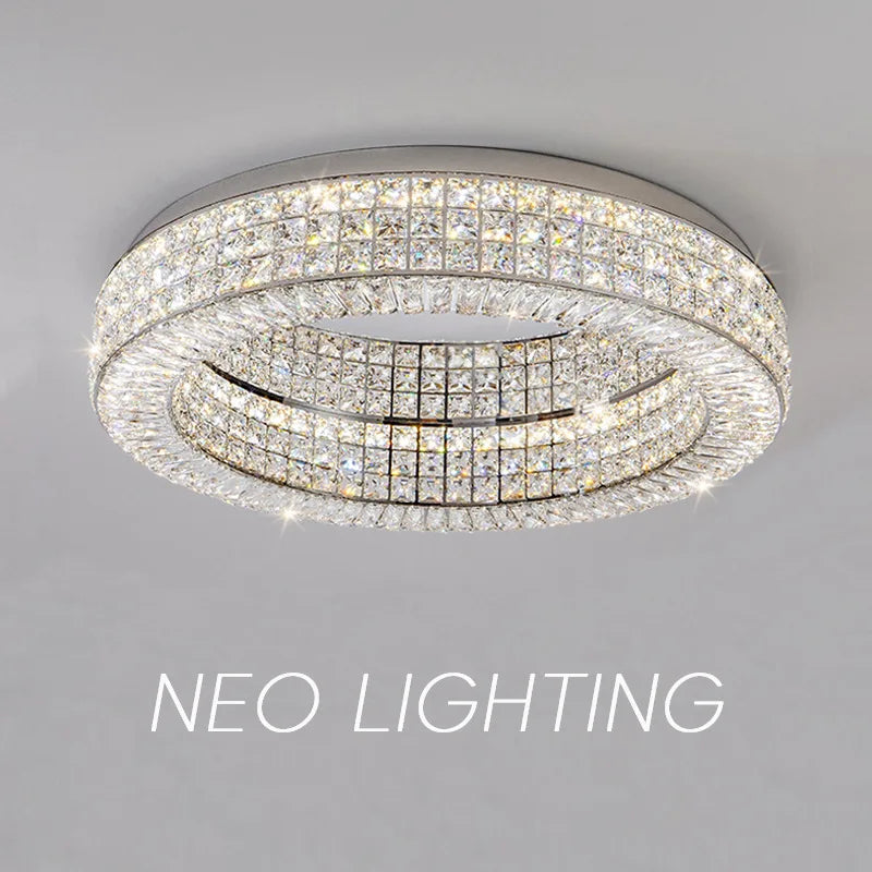 Modern Style Fixture Ceiling Light Luxury Round Crystal Chandelier Ceiling Light for Indoor Bedroom Home Lighting