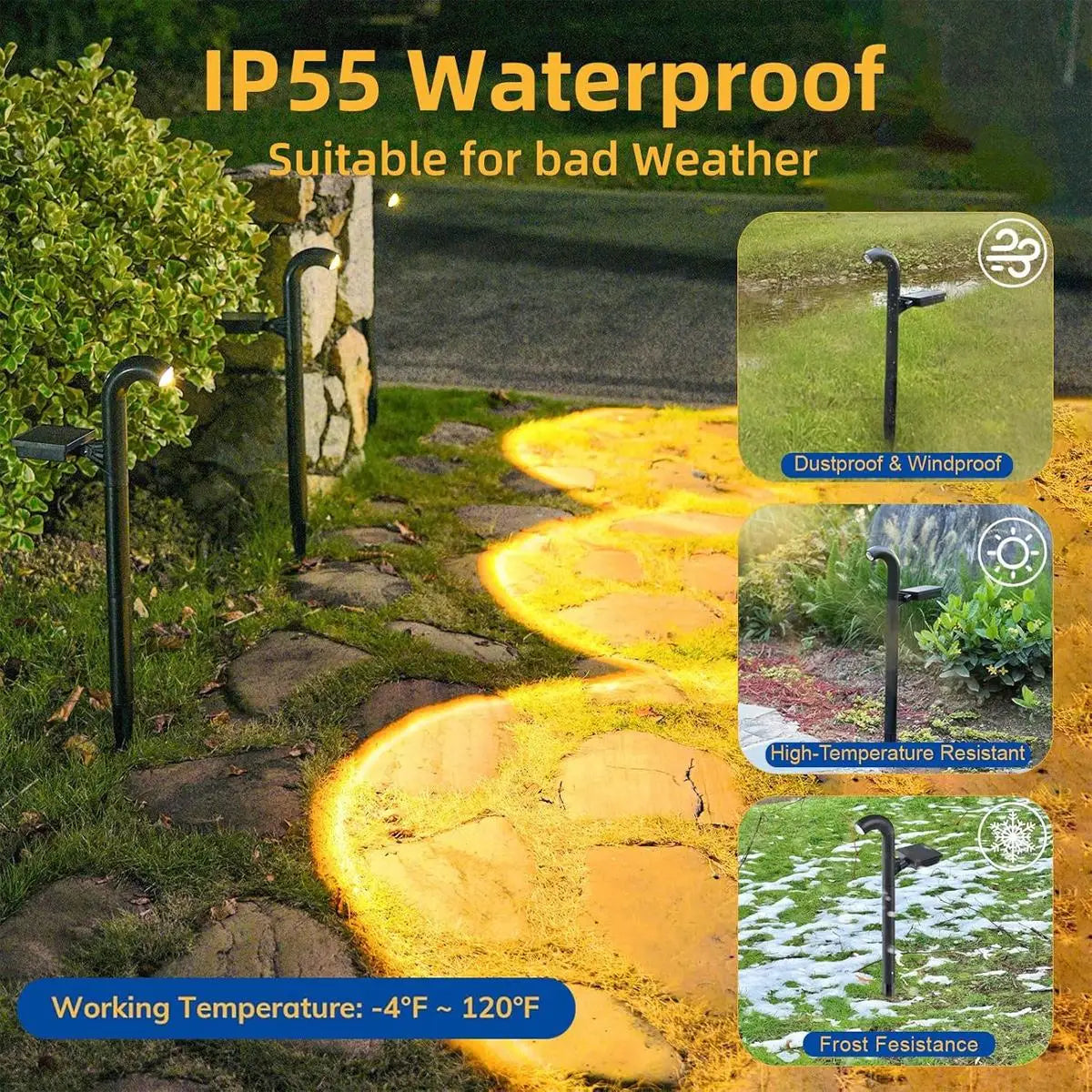 Solar Pathway Spotlight LED - Warm White Waterproof Landscape Lighting