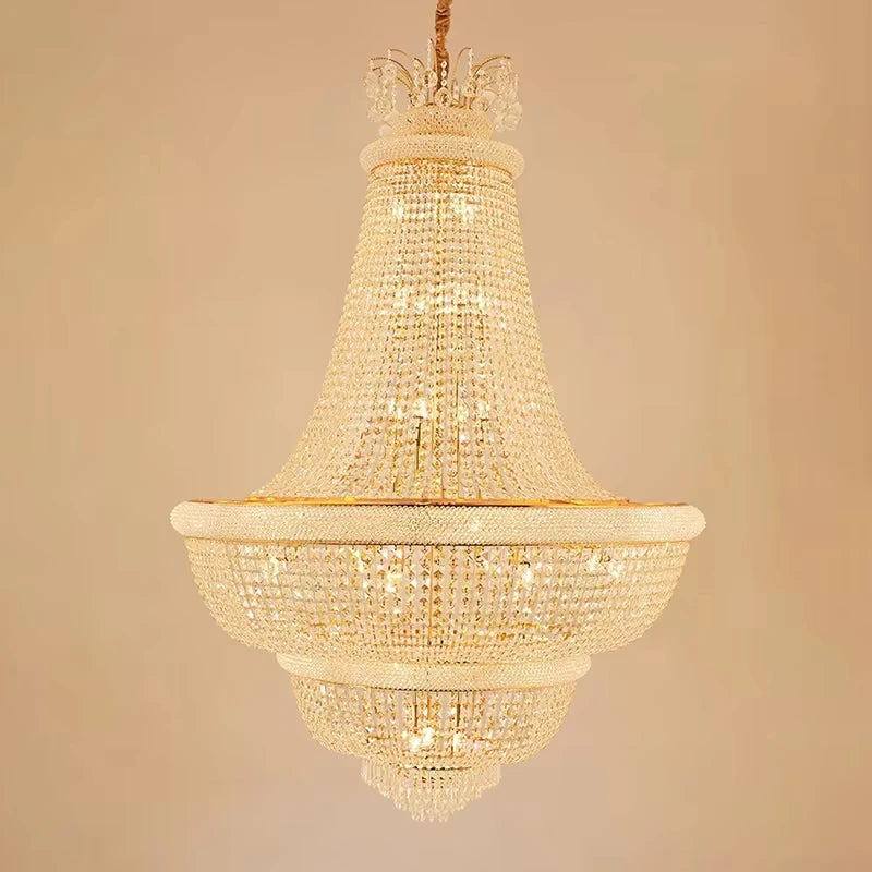 Light Luxury Duplex Villa Led Crystal Chandelier Home Decoration Living Room Bedroom Mid Floor Hollow Spiral Staircase Light