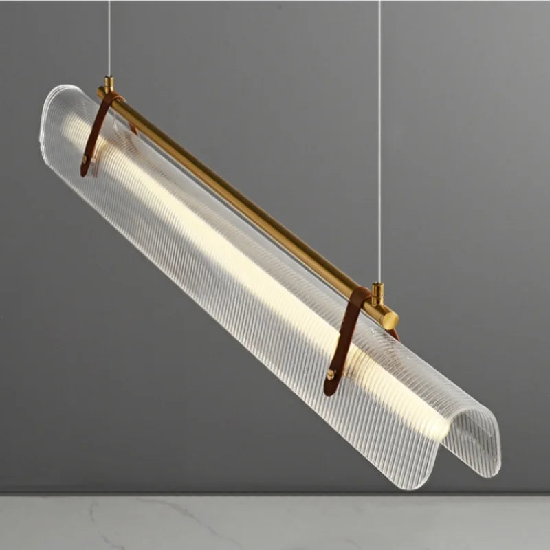 Nordic Modern Minimalist Acrylic Strip Pendant Light Dining Room Study Exhibition Hall Bar Counter Hanging Lamp Lighting Fixture