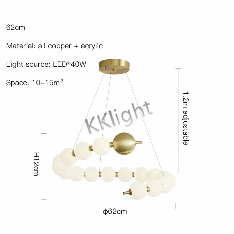 Modern All Copper LED Chandelier Ligthing Lustre Living Dining Room kitchen Art Decor Pendant Lights Indoor Hanging Lamp Fixture