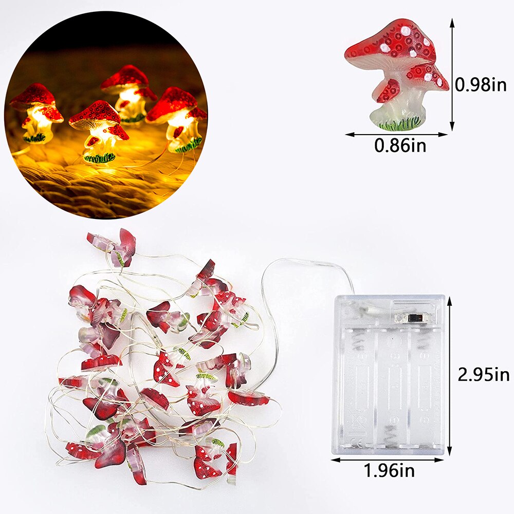 Cute Copper Wire Mushroom Light String DIY LED Mushroom Fairy Garland Lights for Xmas New Year Room Patio Decor