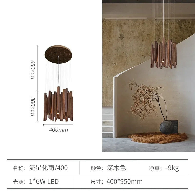 Retro Wooden Hanging Chandelier Light For Dining Living Room Farmhouse Kitchen Table Solid Wood Led Pendant Chandelier Lamp