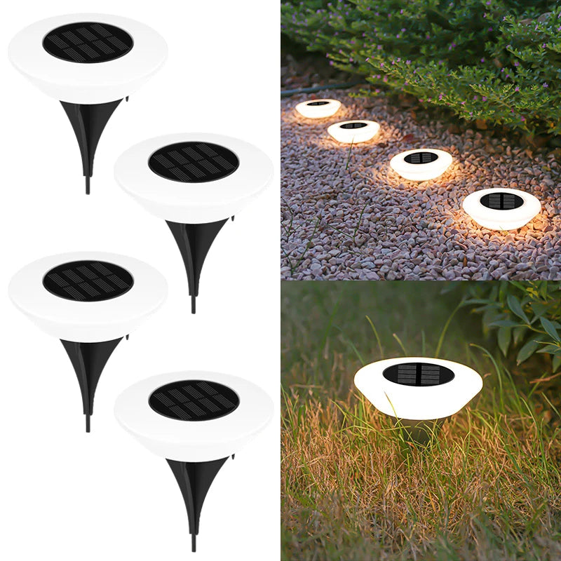 14 LED Solar Ground Lights - Waterproof Outdoor Disk Lights for Garden & Pathway
