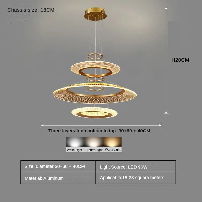 Modern LED Screw Living Room Chandelier Luxury Ring Villa Pendant Lamp Atmosphere Kitchen Island Art Decoration Lighting Fixture