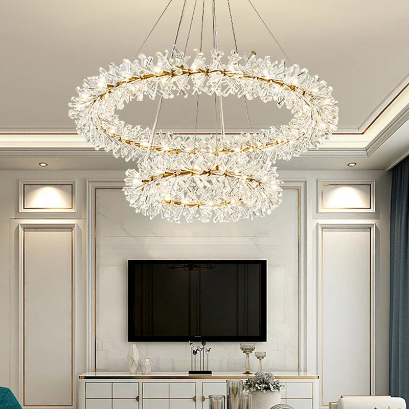 Nordic Modern Ceiling Chandelier Bedroom Dining Living Room Crystal Pendant Lamp Interior Decoration Firefly Garland LED Light