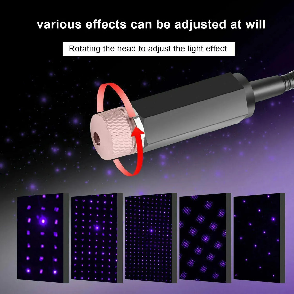 A galaxy-like atmosphere in your car with the USB-powered Romantic LED Car Roof Star Night Light Projector.