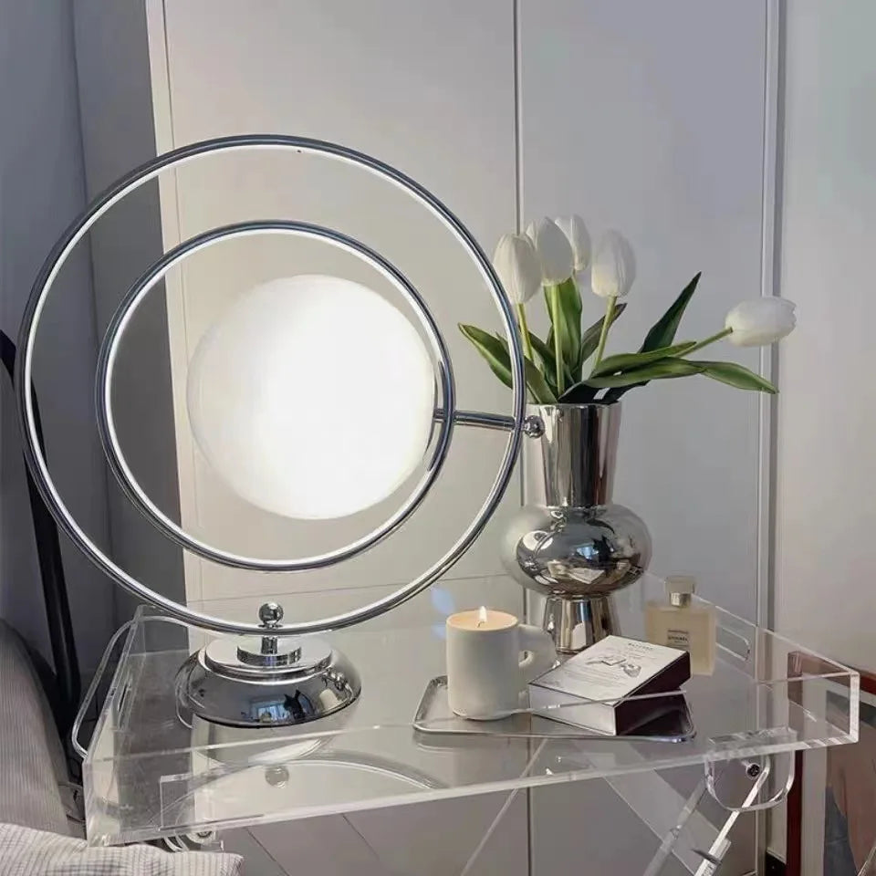 Scandinavian Table Lamp Nordic Chrome Table lamp for Bedroom Living Room Glass Ball LED Rotating Desk Light