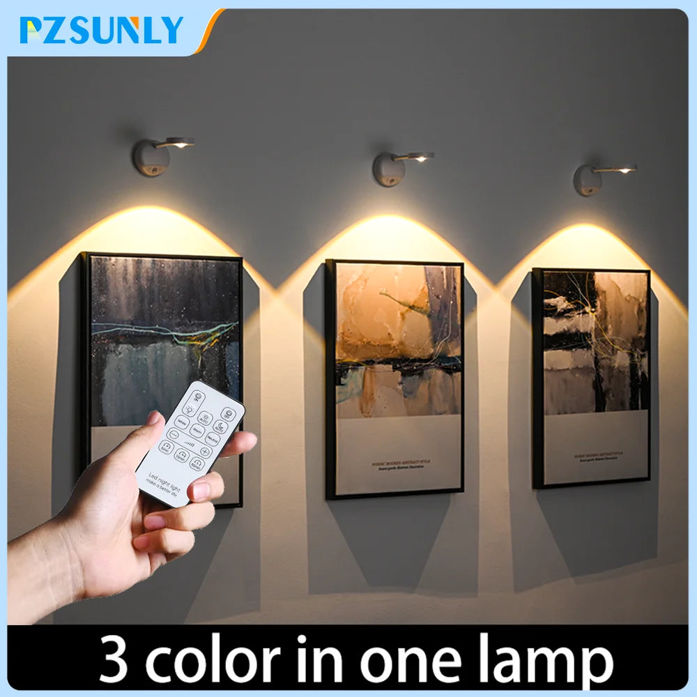 Wireless Motion Sensor LED Night Light (USB Rechargeable) - Stick-On Indoor Wall Lamp Fixture for Kitchen Cabinets, Bedroom, Living Room & Mural Display