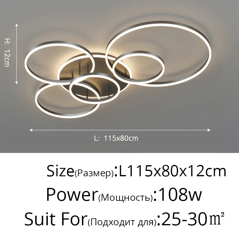 Modern Round Design Ceiling Lights For Living Room Bedroom Gold White Coffee Painted Circle Rings Lighting Fixtures Luminaire