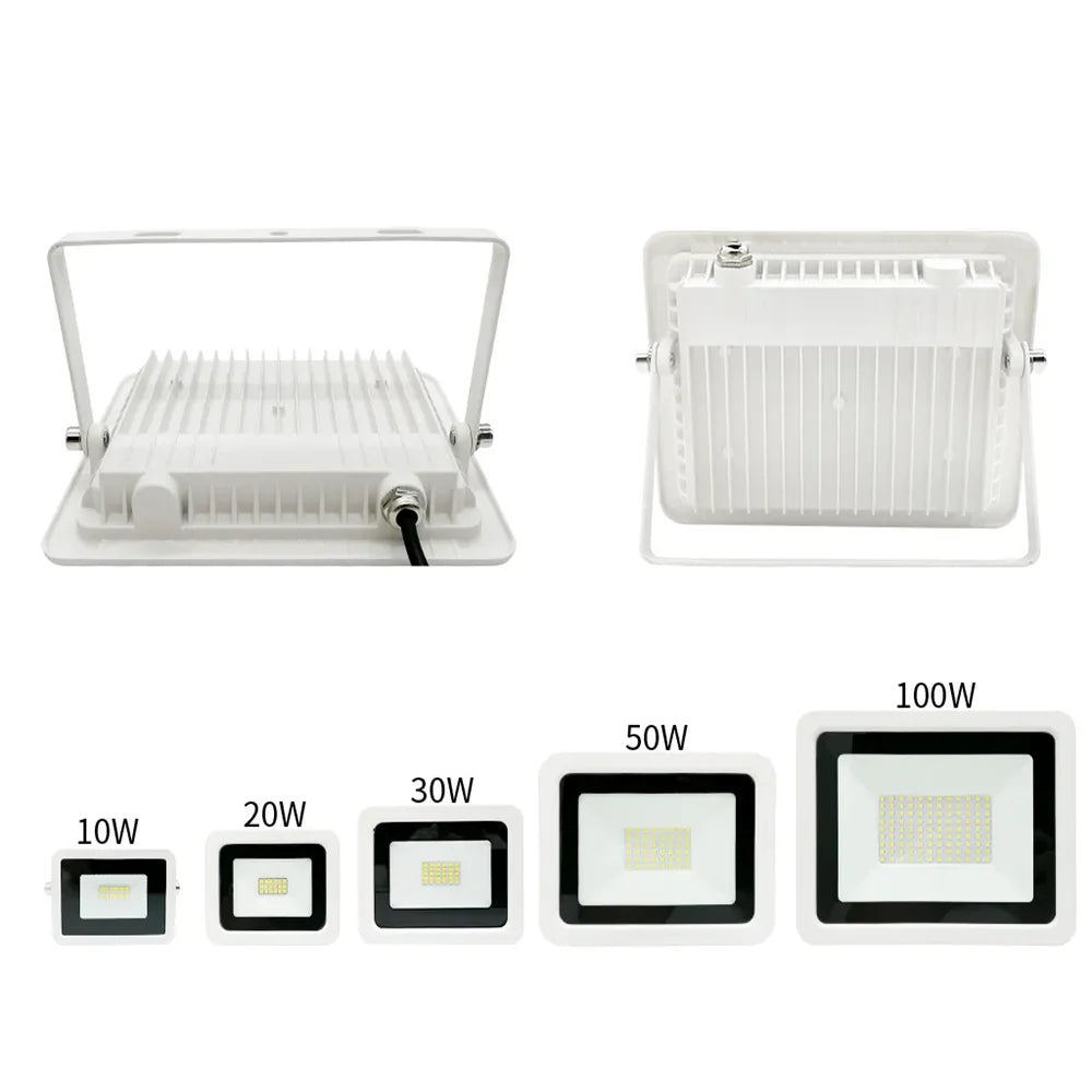 IP68 Waterproof LED Flood Light AC220V (10W–100W) - Heavy-Duty Outdoor Garden Projector Spotlight & Wall Light
