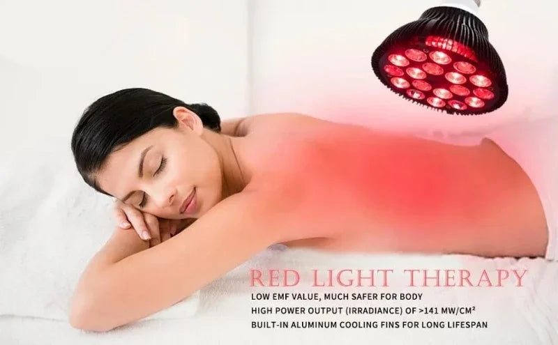 18pcs Red Lights Lamp Therapy Holder 360° Adjustable Clamp 660&850nm Infrared Combo Bulb for Relief and Recovery Skin Care Pain