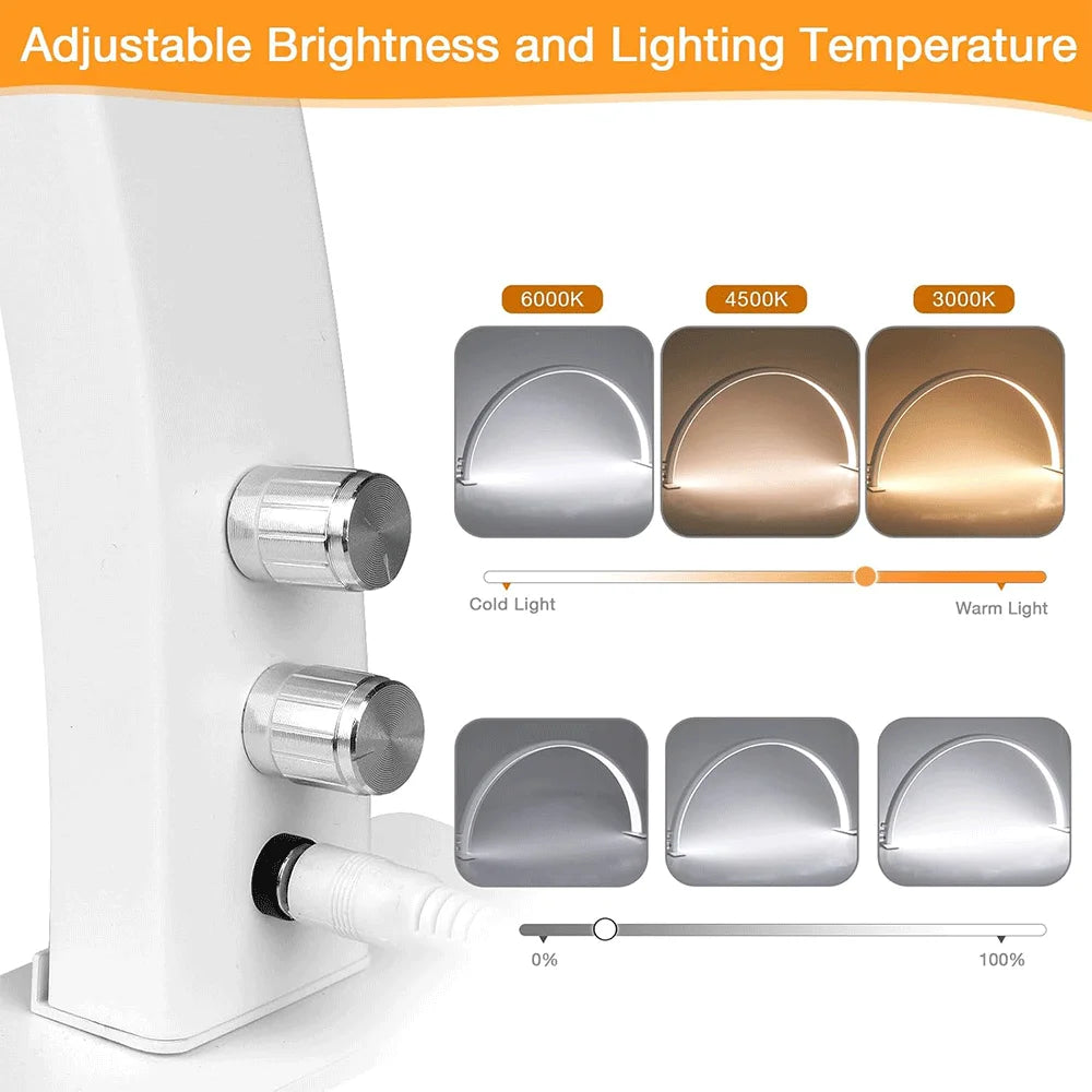 50W New Rotary Switch LED Nail Beauty Half Moon Lamp Eyelash Extension Eyebrow Lamp Nail Art Filling Lamp 3Coloradjustable Light