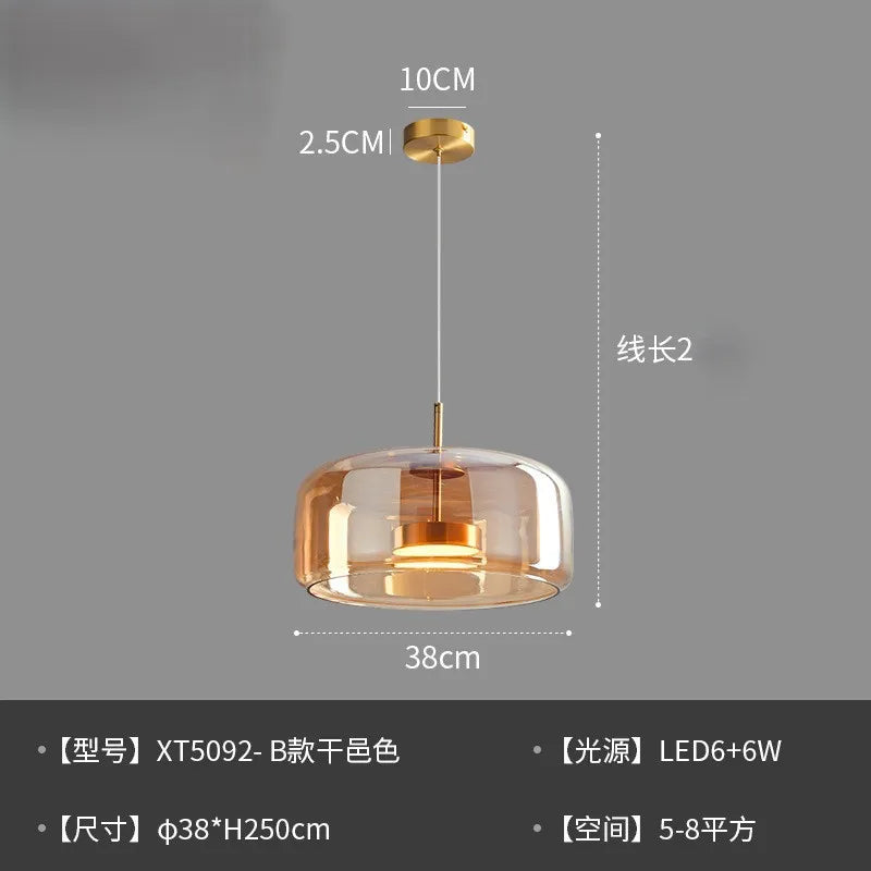 Zhongshan glass lighting fixtures Nordic modern minimalist bar counter restaurant chandelier living room art designer iron