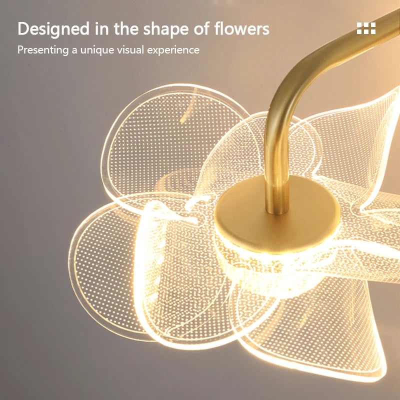 Modern LED wall lamp Electroplated Flower Shaped Bedroom Bedside Light Study Dining Room Living Room Background Decoration Lamp