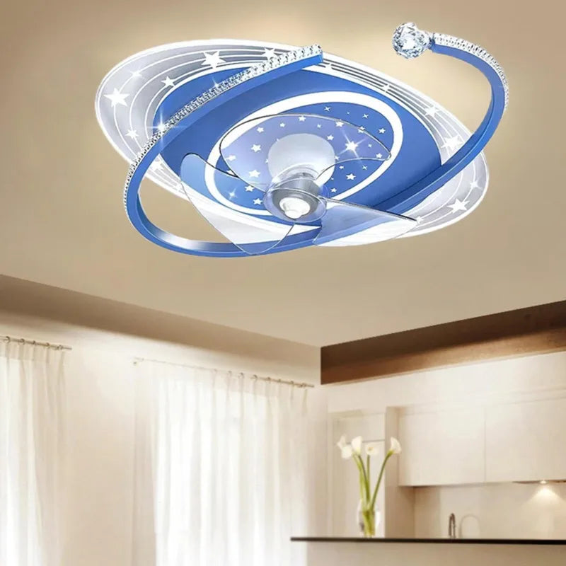 Modern LED Ceiling Fan with Remote - 6-Speed Silent Fan & Stepless Dimmable Light
