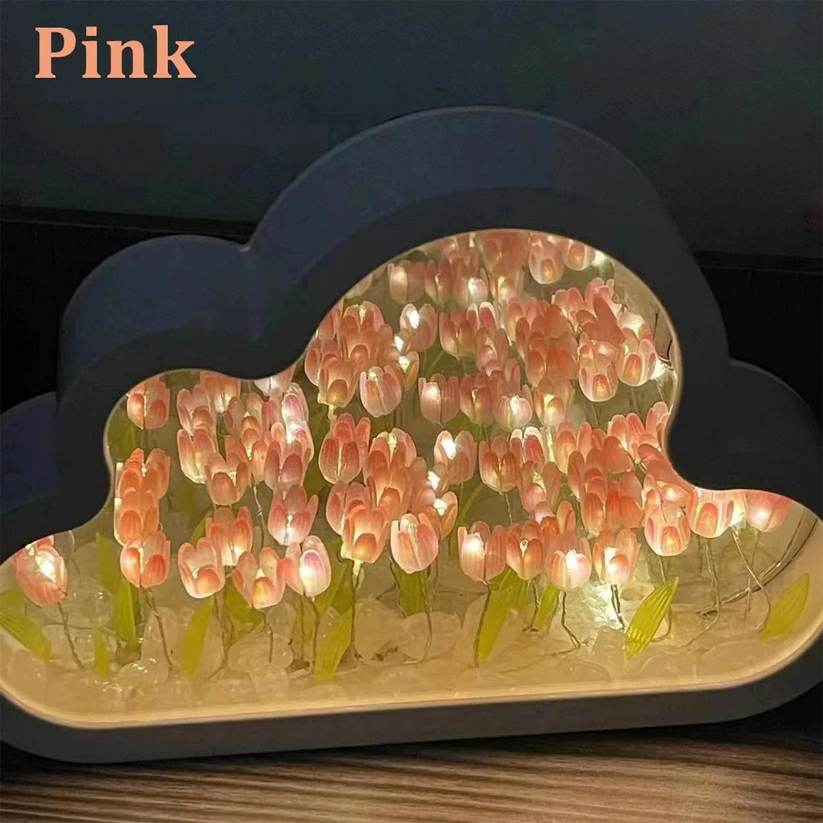 DIY Tulip Flowers LED Night Light - Colorful Cloud Shape Atmosphere Lamp