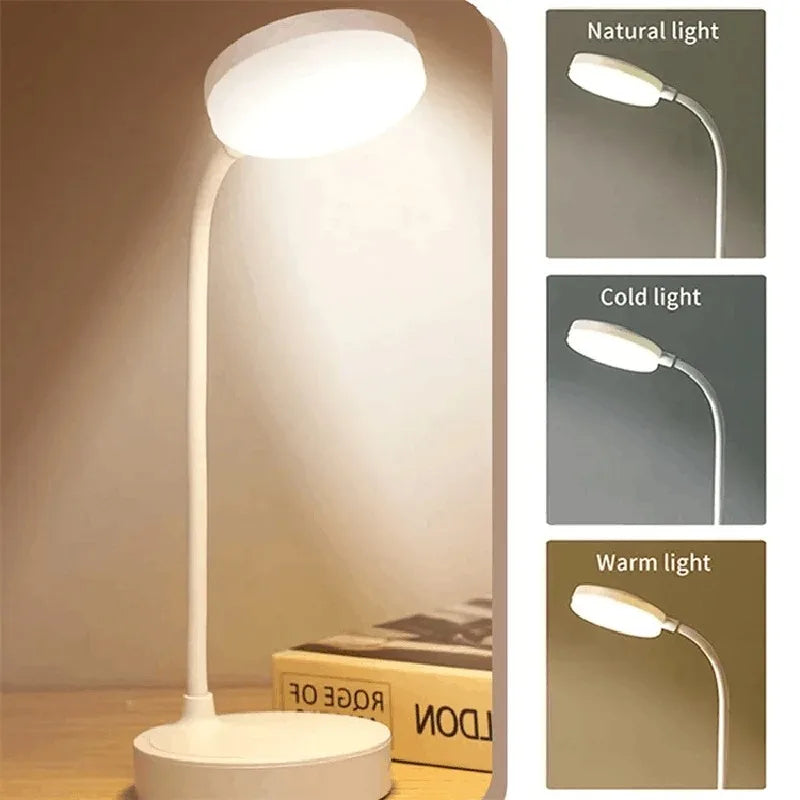 Rechargeable Table Lamp USB Plug Desk Lamp Reading Book Night Light LED 3 Modes Dimming Eye Protection Light Bedside Led Lamps