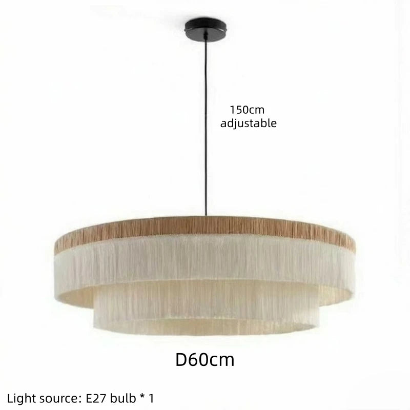 French Retro Tassel Pendant Light Vintage Living Room Bedroom Dining Room Light American Retro High-end Creative Room Main Light