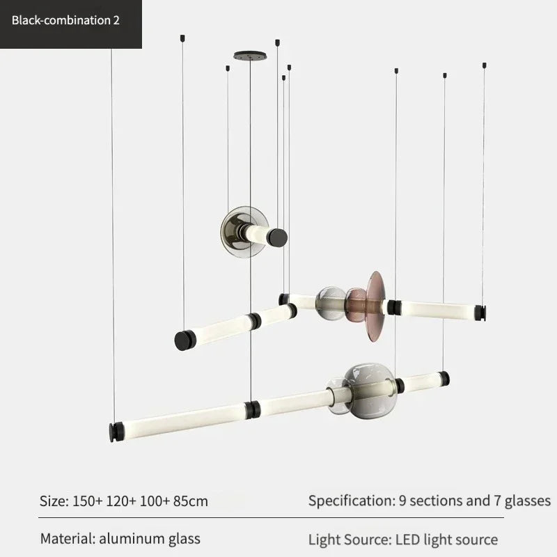 Scott Luna Chandelier Postmodern italian design lamps replica led light glass long tube lamp Bedroom Living Room bedside lamp