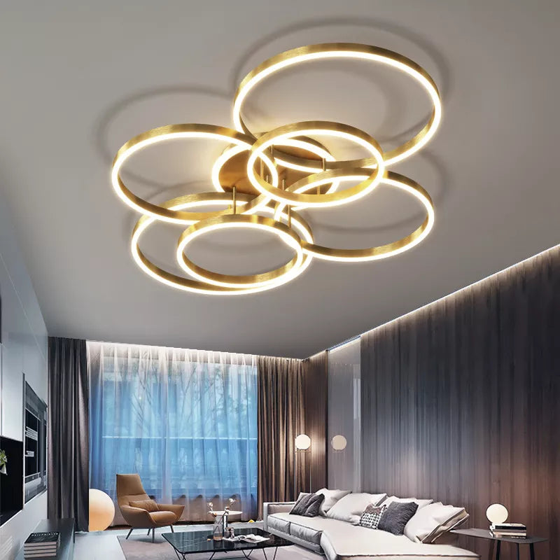 New Modern LED Chandelier Lighting For Living Study Bedroom Lamps Indoor Lighting Round Rings Foyer Luster Chandeliers Luminaire