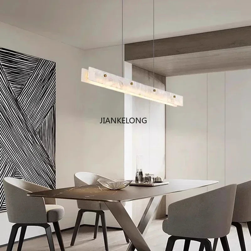 Modern Luxury Style Marble LED Chandelier For Dining Room Kitchen Bedroom Gold Decoration Pendant Lamp Design Suspension Light