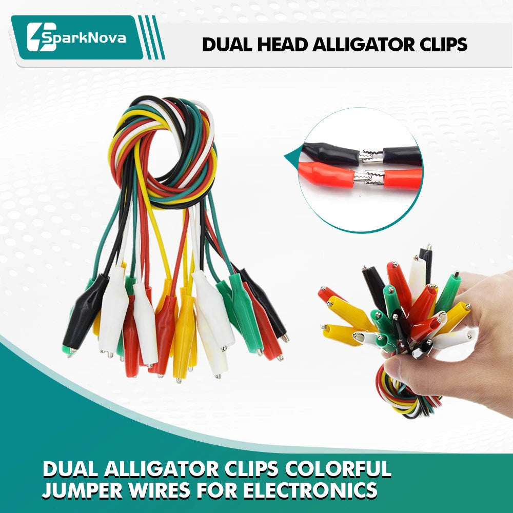 10PCS 28 35 45mm Alligator Clips Double Head Test Leads 50CM Jumper Wires Electrical DIY Crocodile Clips for Electronics Battery