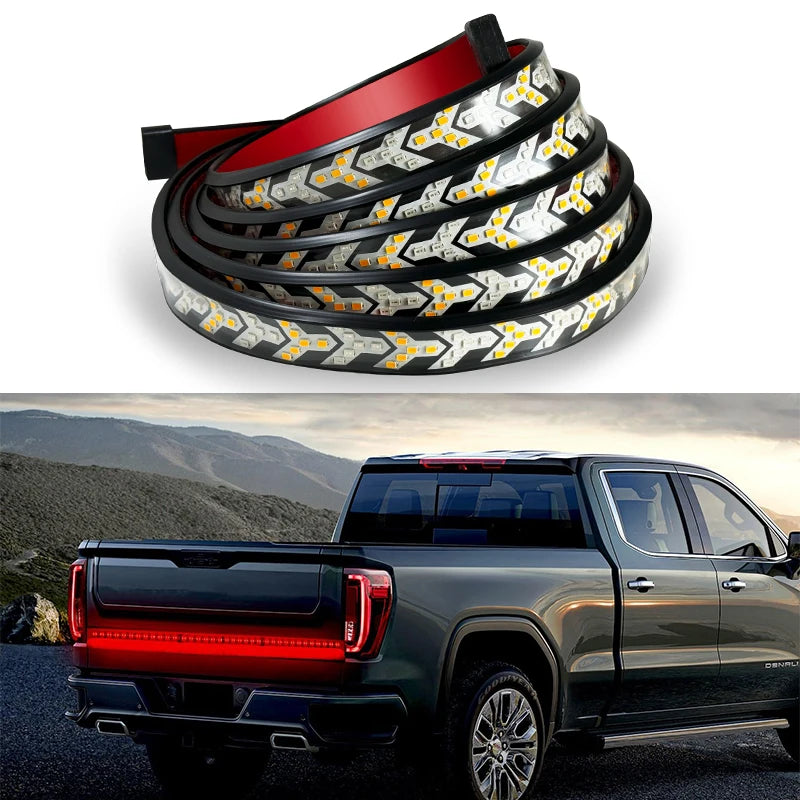 12V 24V Tailgate Light Bar 59 Inch Turn Signal Dynamic Triple Row Tail Light Red Brake Reverse Flash For Pickup Trailer Truck