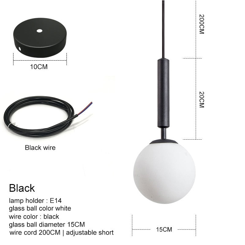 Modern Pendant Lamp Luxurious Gold Glass Ball Lampshade Hanging Lights Fixtures For Dining Room Bedroom Decoration Lighting