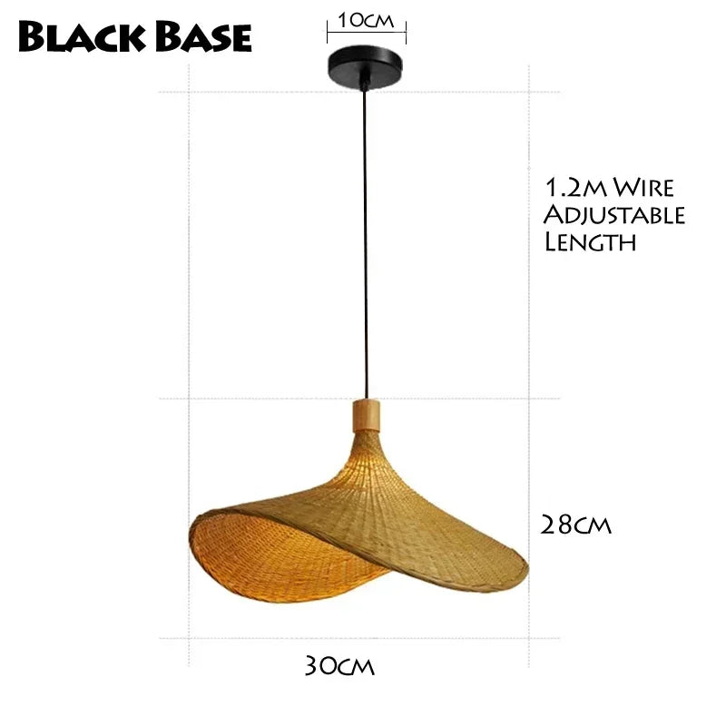 Classic Bamboo Luster's Chandelier Hanging Lamp Ceiling Handmade Rattan Pendant Light Fixture Weaving Home Living