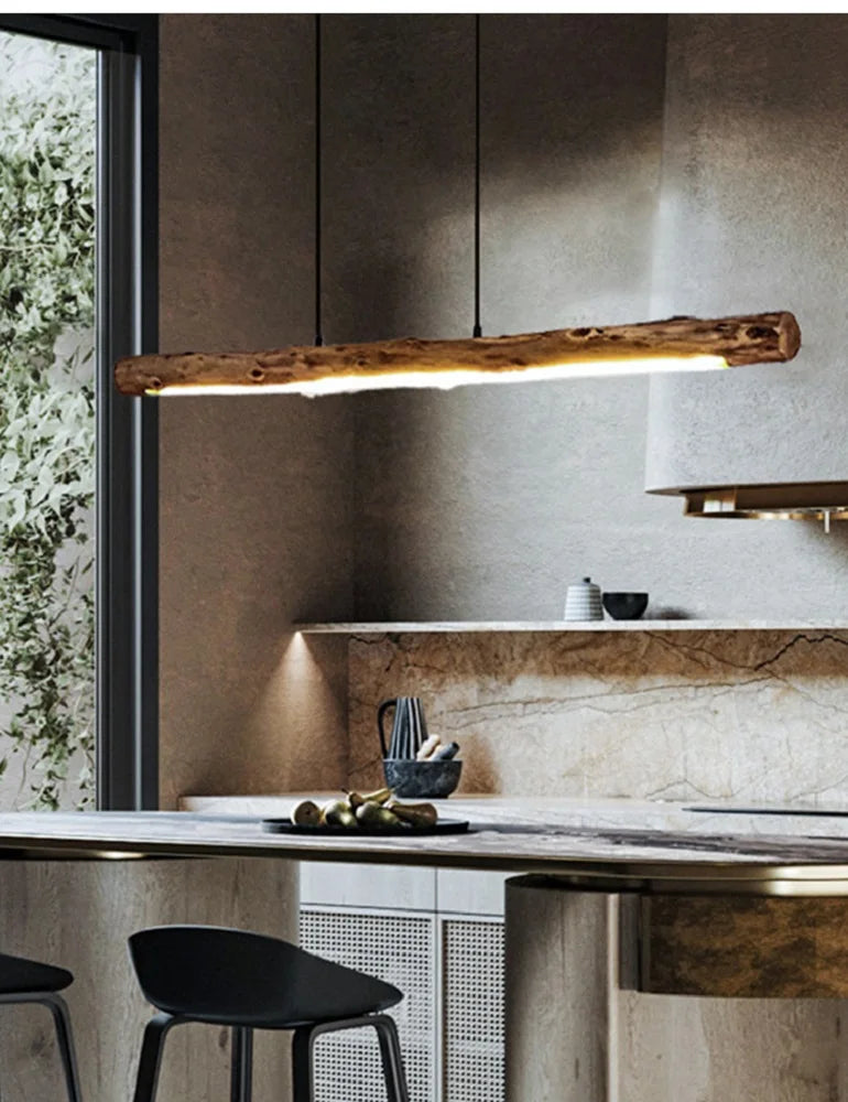 Modern Minimalist Wood Pendant Lights Style Kitchen Bar Dining Room Hang Lamp Cord Adjustable Warm New Design