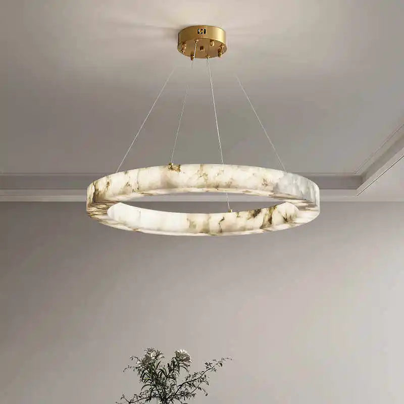 Faux Marble Round Pendant Light Artificial Stone Creative Hanging Lamp Living Room Dining Room Study Hotel Resin Ceiling Light