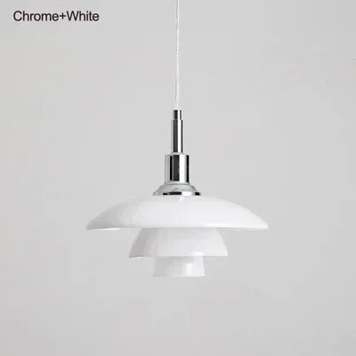 Designer Dish Glass Pendant Lighting Nordic Bedroom Hotel Home Decoration Fixtures Three-layer White Gold Silver