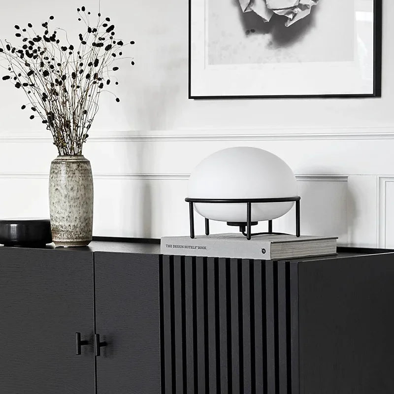 CX379KV 2025 New Modern Creative Denmark Table Lamp Artistic White Glass Ball Desk Light for Bedroom Living Room Lighting