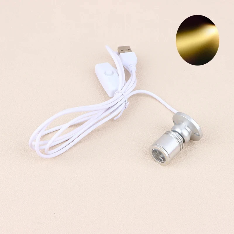 LED USB 5V 3W Led Spot Light Surface Mounted Cabinet Showcase Counter Jewelry Lamp Rotatable Angle Ceiling Mini Spotlight