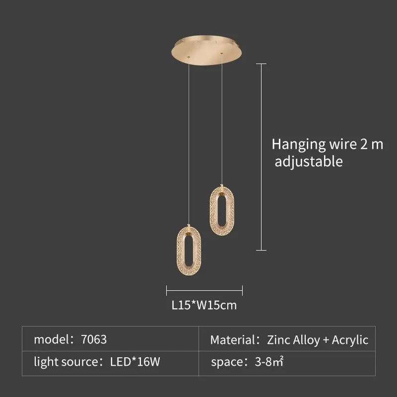 Modern Rings LED Chandeliers For Staircase Luxury Long Hanging pendant Lamps Gold Creative Indoor Attic Lighting Lustre Fixtures